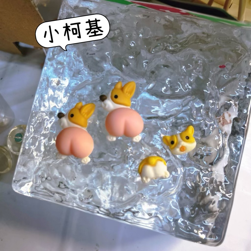 原创手工可爱柯基屁股小狗耳钉925银针趣味搞怪小众耳夹ins短腿