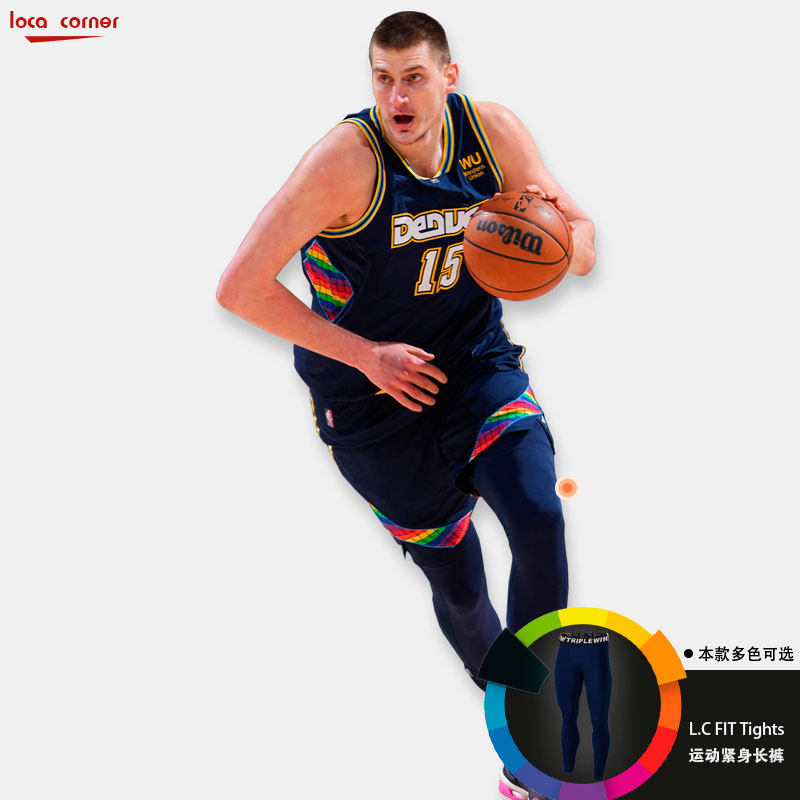 篮球紧身打底裤速干男士高弹力加绒运动训练健身保暖跑步九分长裤