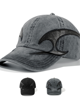 美式棒球帽复古街头情侣重磅艺术深顶潮牌黑色牛仔鸭舌帽帽子男女