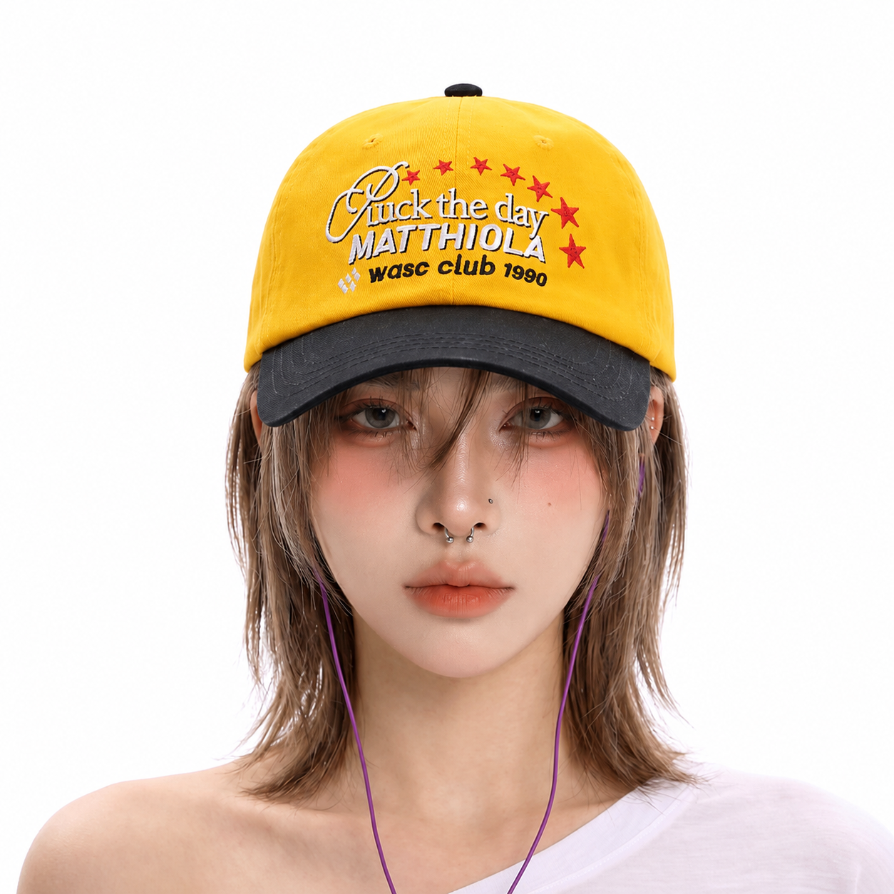 新款夏季美式复古字母星星刺绣拼接棒球帽女大头围显脸小鸭舌帽子