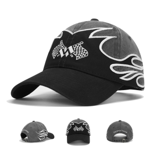 嘻哈 帽子火焰鸭舌帽女街头百搭个性 美式 街头潮牌棒球帽加大加深款