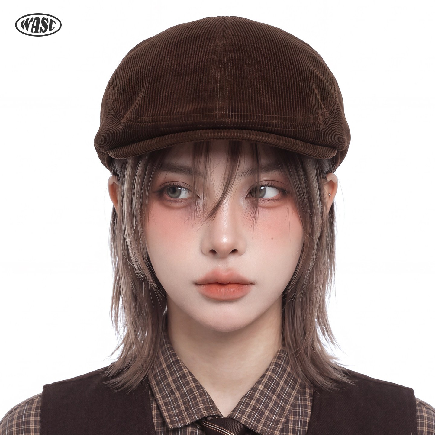秋冬款日系复古灯芯绒前进帽男女文艺正反戴贝雷帽显脸小画家帽子