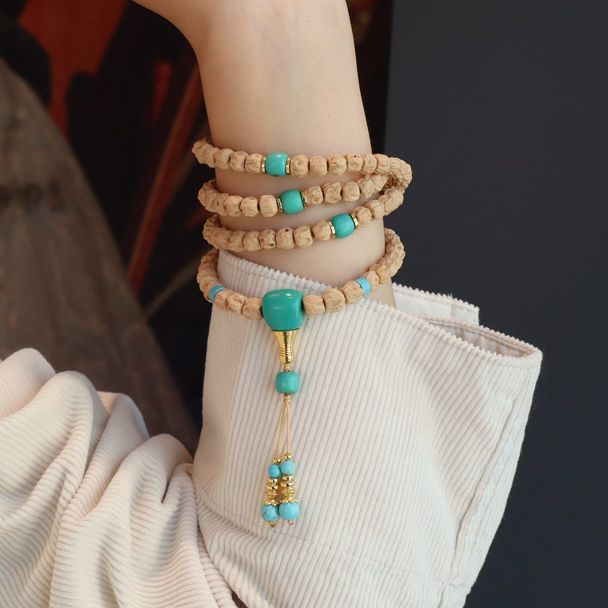 工厂热振天然百香籽菩提手串原桩