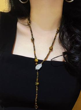 秋冬精品美拉德风天然虎眼石可调