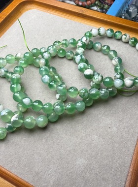 绿樱花玛瑙手串一图一物冰种天然