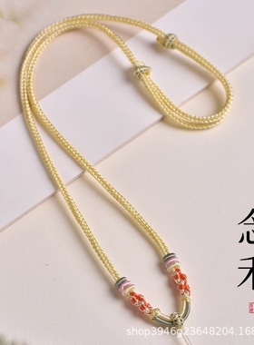 纯手工编织项链绳 黄金翡翠玉石挂坠配绳 女款编织绳挂脖可调节