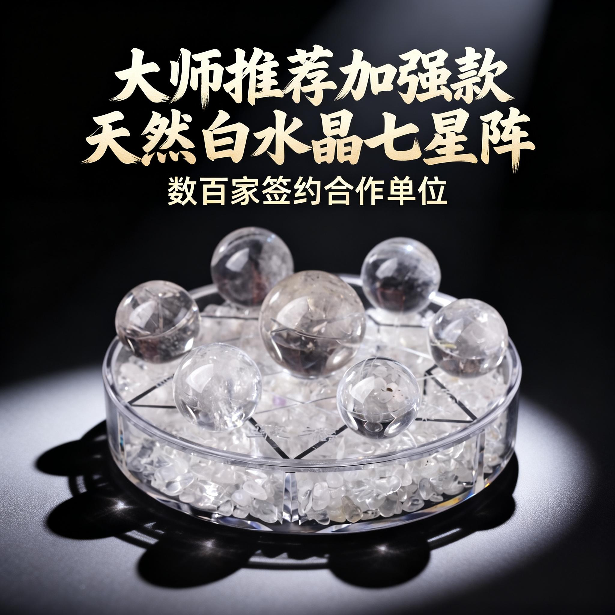 天然白水晶球摆件七星阵加强款九星阵乔迁家居办公室摆设工艺礼品