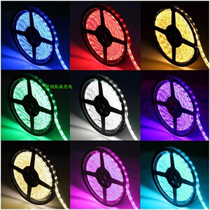 七彩灯带5050贴片灯珠RGB软灯条七彩灯条防水12V柜台灯汽车改装灯