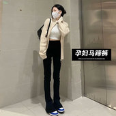 外穿紧身拖地喇叭长裤 时尚 子秋冬 加绒加厚2026新款 孕妇马蹄牛仔裤