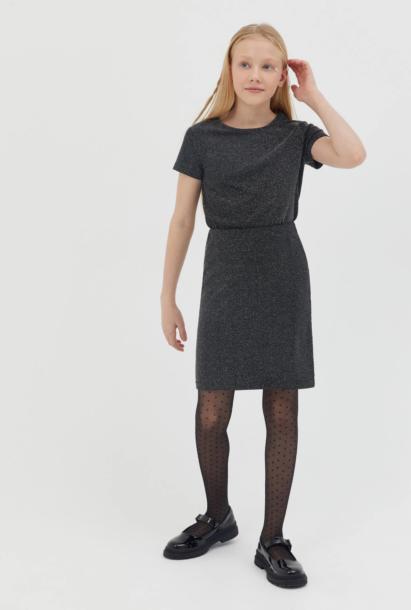 122-164外贸俄系女孩中大童松紧腰薄款闪粉半身裙