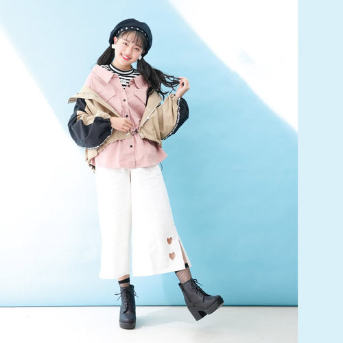 外贸童裤女孩阔腿八分裤