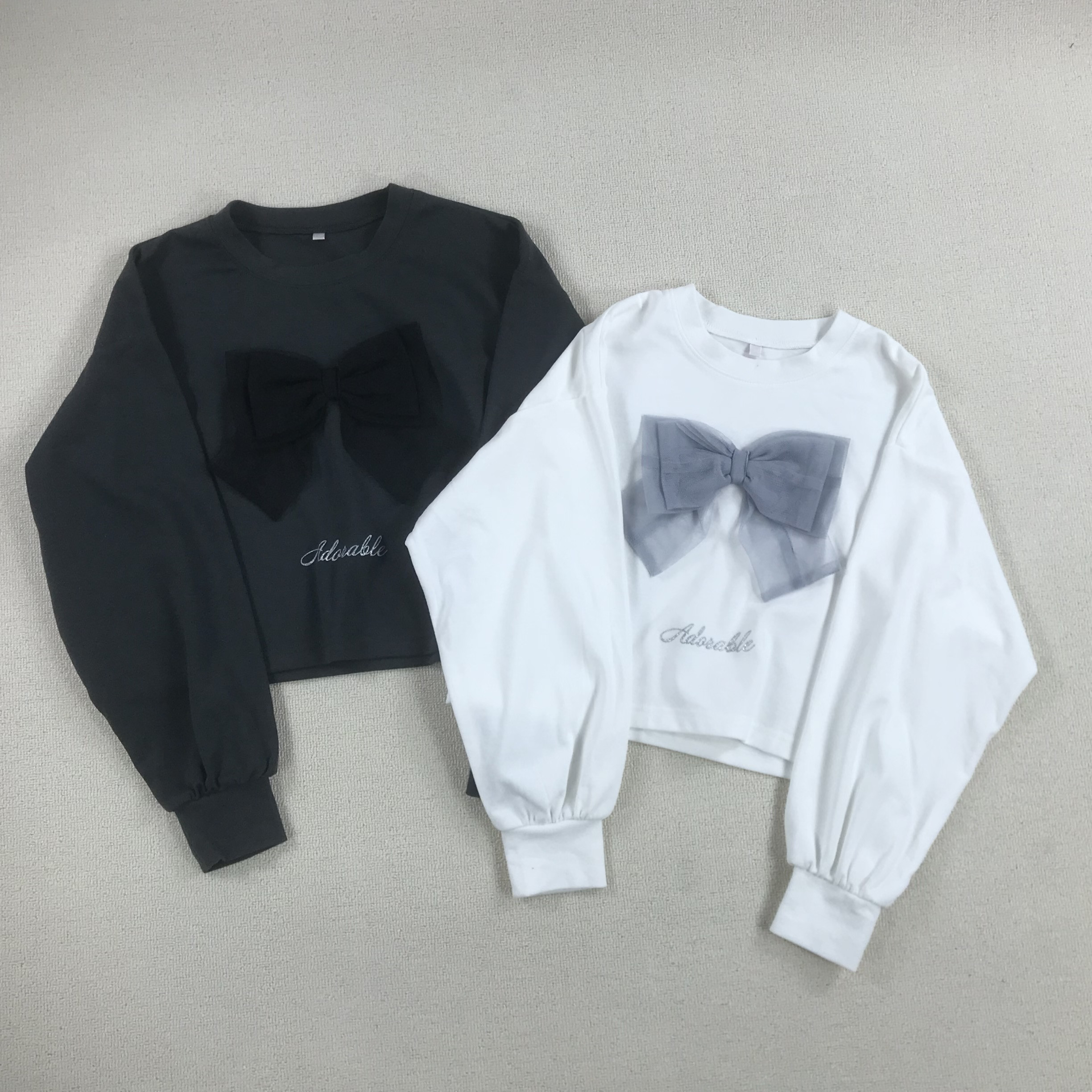 外贸童装日单女童短款长袖t