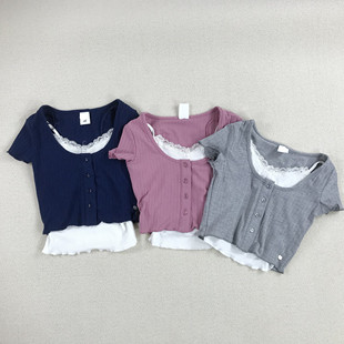 8-16岁外贸童装女孩大童针织短袖开衫吊带两件套夏装新款