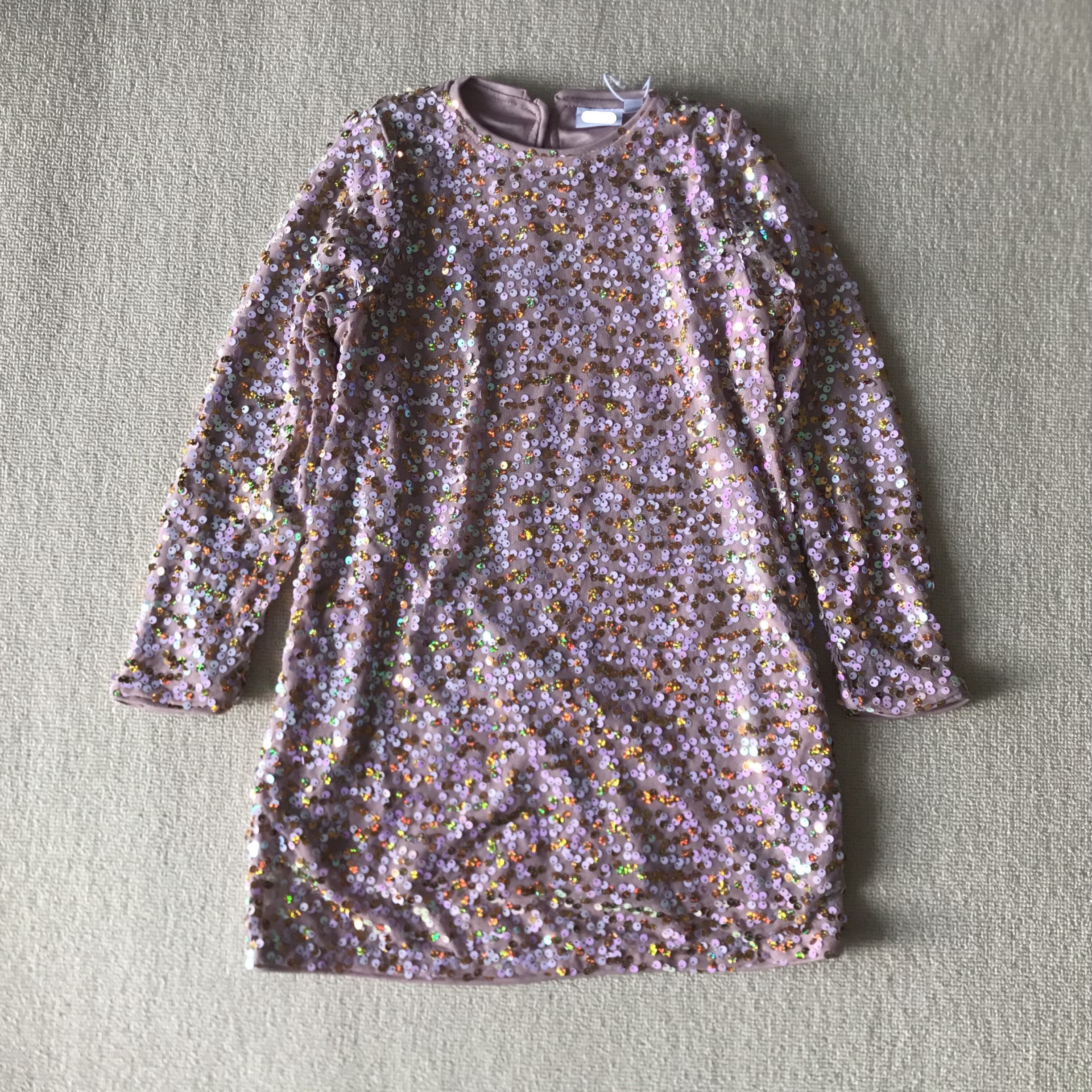 外贸童裙女孩亮片长袖连衣裙