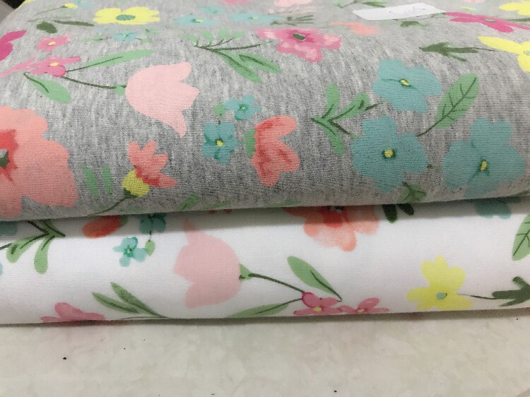 品牌余料全棉春秋儿童运动服装卫衣面料卫裤莱卡弹力印花毛圈diy