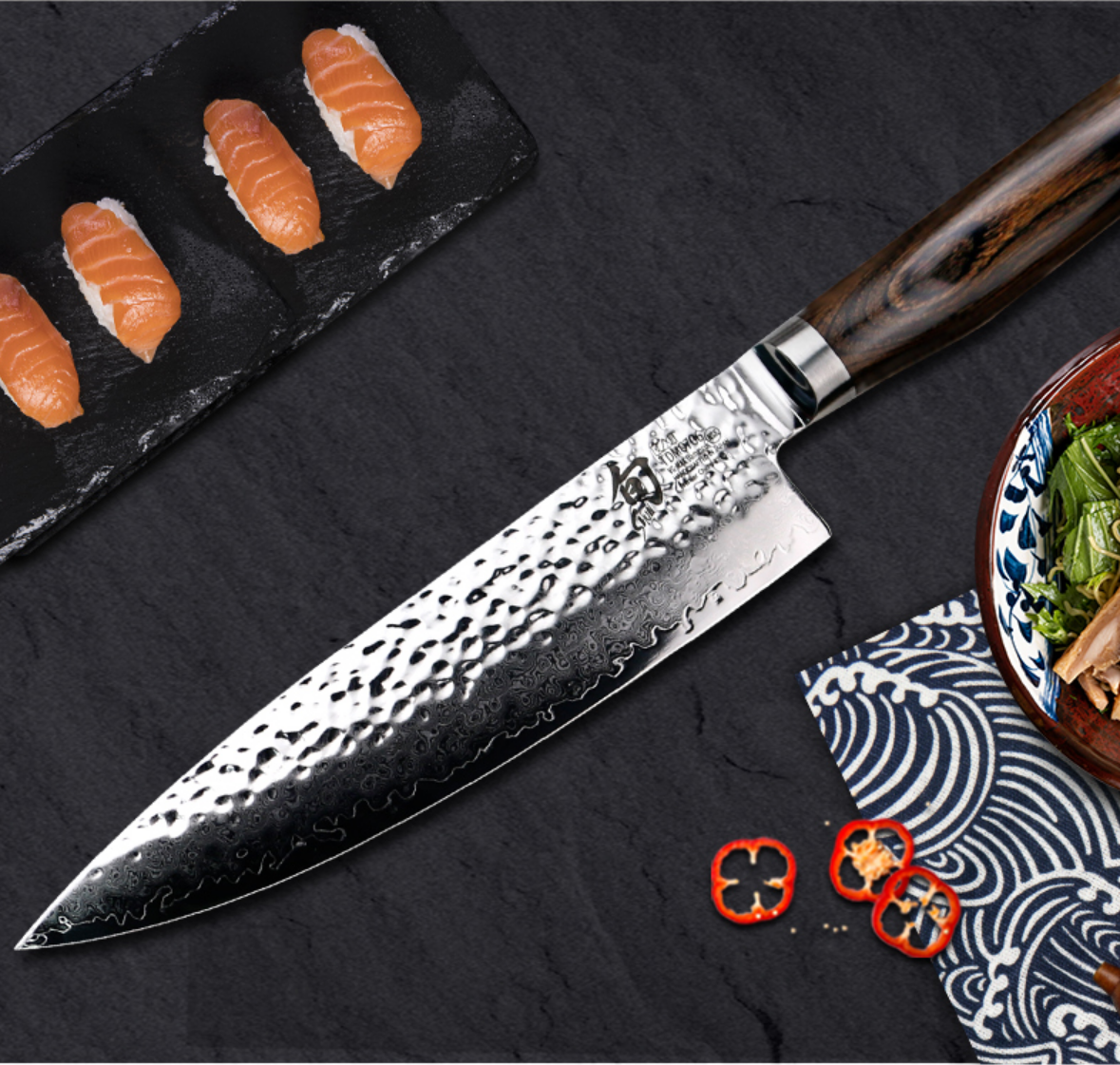 贝印旬刀菜刀专业厨师刀大马士革钢刀具厨师刀主厨刀日本进口菜刀