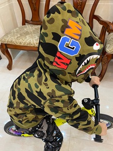 MIJELLO/親子2025春秋迷彩鲨鱼童装加绒男女卫衣中大童拉链外套