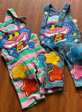 现货 25春秋冬潮牌高定童装JAM绣老虎尾巴男童女童背带裤田鸡裤