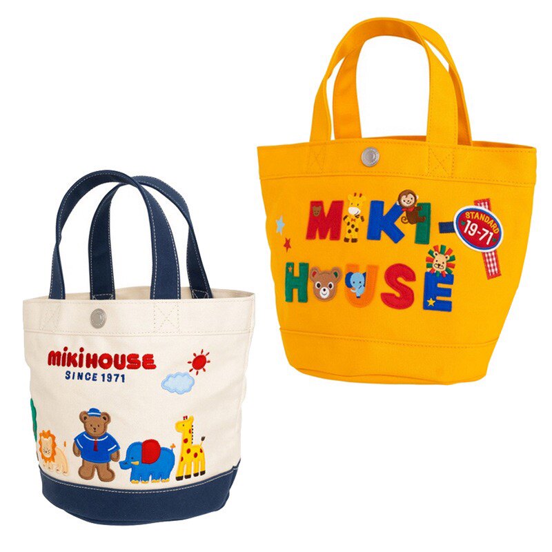 mijello现货miki儿童手提包 日系卡通熊字母logo手提包妈咪包