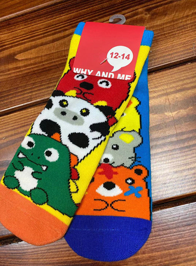 MIJELLO/2021秋季新款儿童可爱卡通ab袜叠叠小动物男女童幼童短袜