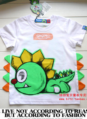 亲子童装 夏季2025夏款 儿童立体卡通恐龙休闲时尚短袖T恤D01645