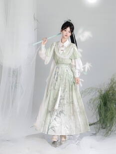 原创清风明月汉服女中国风汉元素改良日常上衣外披春秋半裙古风