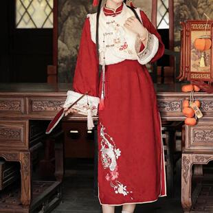 祥蛇献瑞新年款改良汉服女日常国风汉元素马褂旗袍套装新中式秋冬