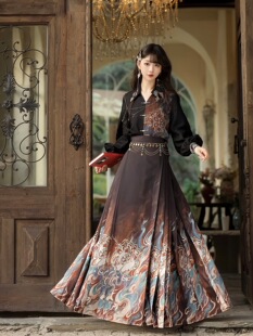 藻井鹿灵原创改良汉服女装日常长袖上衣马面裙套装中国风汉元素