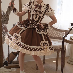 原创白巧唐纳滋Lolita内搭Jsk巧克力可爱女洋装jsk吊带连衣裙衬衫