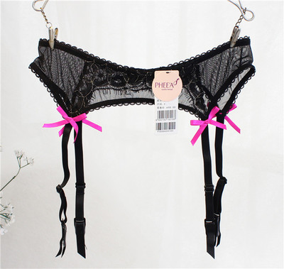 精品外贸原单超薄透明大腿性感网纱蕾丝金属夹吊袜带高筒吊带袜夹