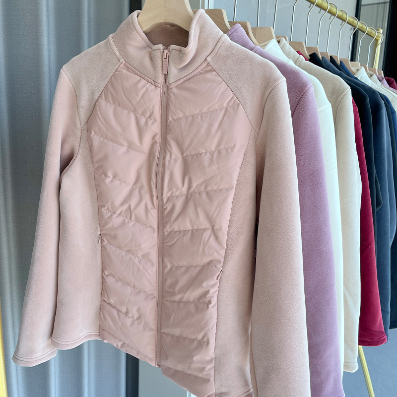 轻薄羽绒拼接外套女秋冬新款修身棉衣/棉服
