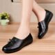 中老年女鞋 软底单鞋 低跟妈妈鞋 2020春新款 坡跟软底休闲女皮鞋 拼色