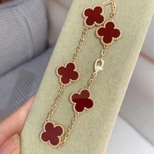 新款手链女小众四叶草手饰品女生感时尚配饰18k钞金白银不掉色