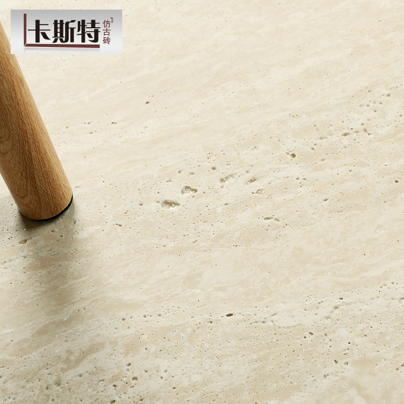 卡斯特米黄色洞石瓷砖仿大理石酒店防滑地砖餐厅卫生间墙砖地板砖