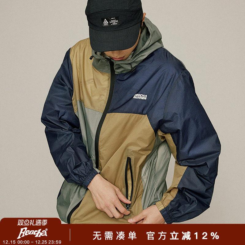 拼接撞色防晒衣REOCHA连帽