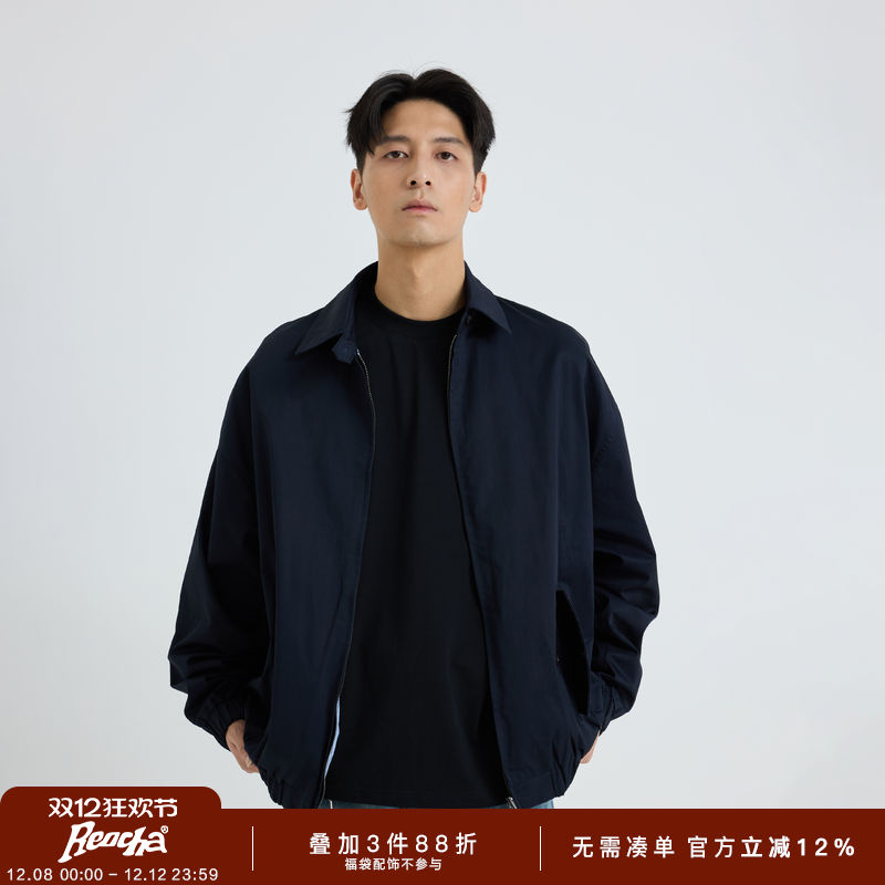 REOCHA热呈春秋双面穿条纹外套简约日系哈灵顿插袋夹克