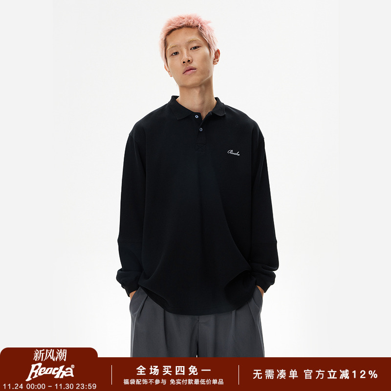 REOCHA热呈logo刺绣长袖POLOT恤