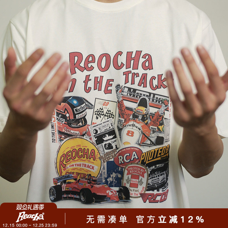 赛车主题数码印花短袖上衣REOCHA