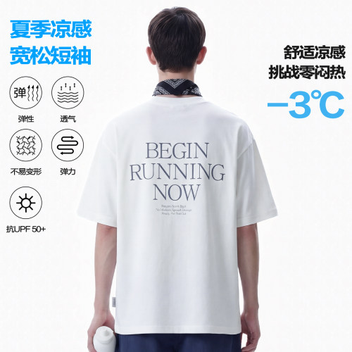 跑步标语印花短袖上衣REOCHA