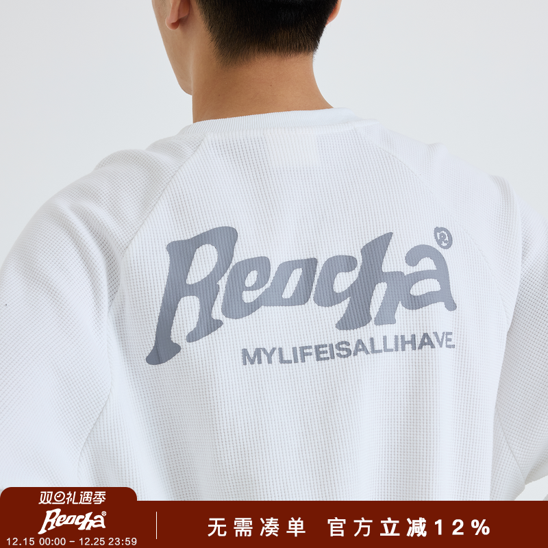 REOCHA热呈秋季印花美式长袖T恤男秋冬纯棉圆领情侣宽松潮牌上衣