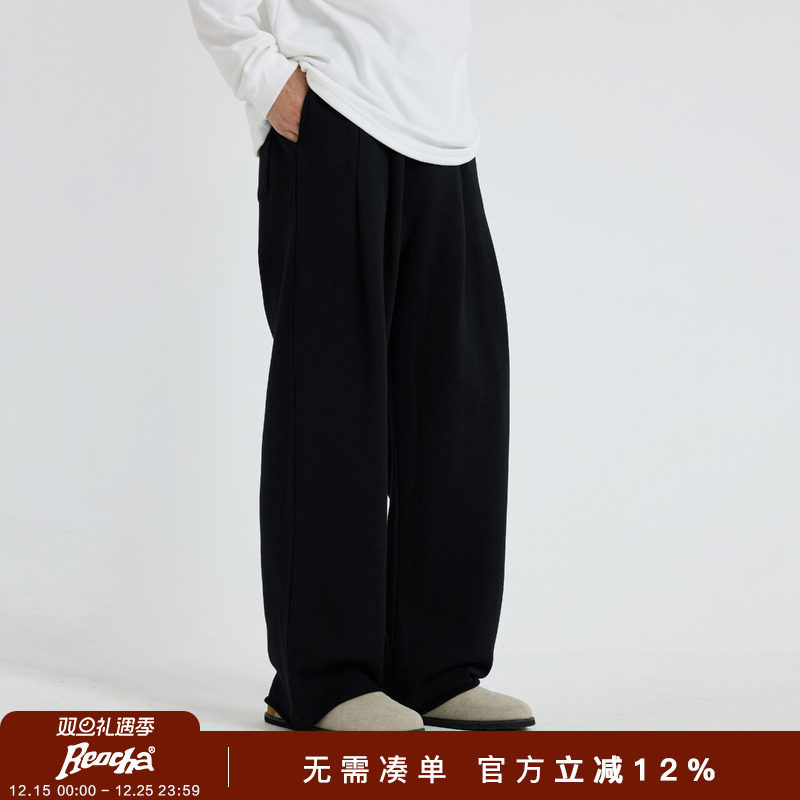 REOCHA热呈新25AW款双褶卷边直筒卫裤日常通勤休闲百搭秋冬卫裤男