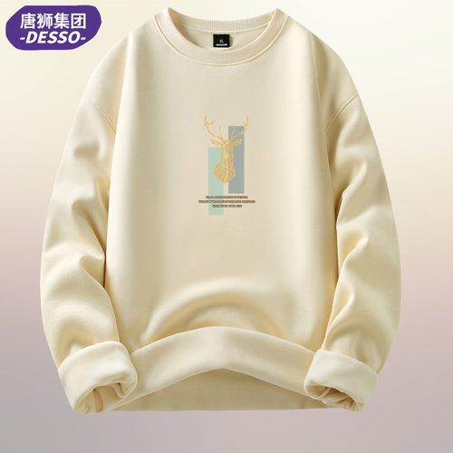 唐狮加绒宽松纯棉卫衣男套头