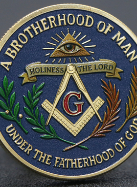 新款美国挑战币共济会纪念章浮雕彩色烤漆币 兄弟会纪念币