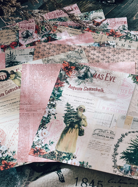 茱迪手工 单面纯原 手帐背景素材纸160G 12/套 21035-粉圣诞