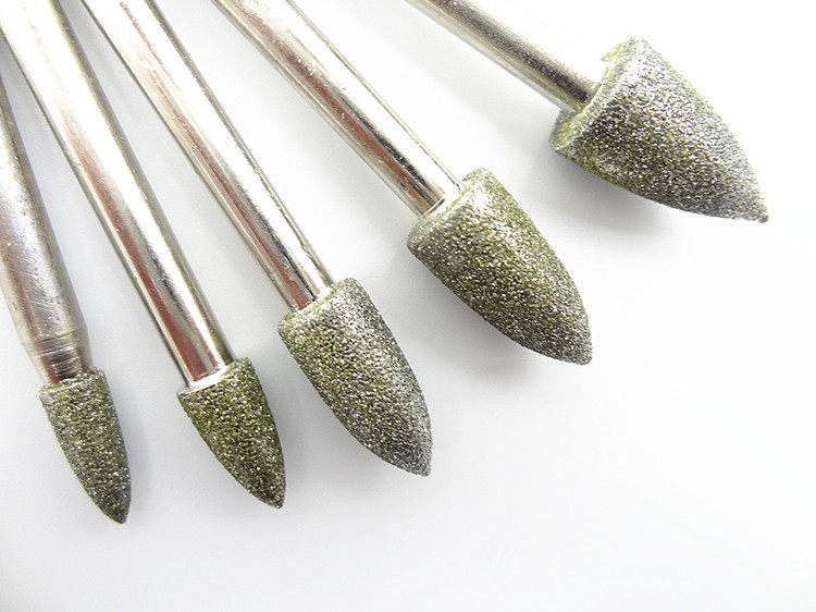 j类6mm杆金刚砂毛笔形玛瑙翡翠玉石雕刻磨头磨针玉雕横机工具磨