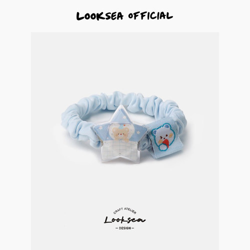 Looksea official夏季多巴胺小兔爱心小肠圈透明甜美扎头发圈皮筋