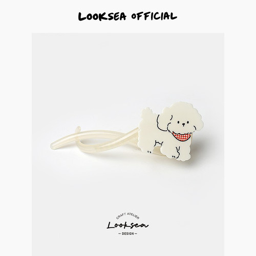 Looksea official气质可爱蝴蝶结猫猫扭扭夹后脑勺一字夹盘发夹