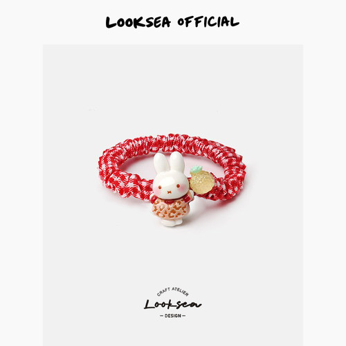Looksea official卡通变装小兔小肠圈少女扎头发圈甜美个性头绳