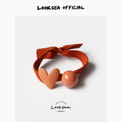 Looksea official网红头绳女简约爱心扎头发皮筋发绳可爱马尾发圈