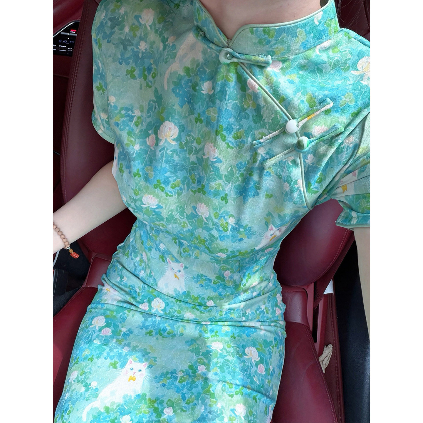L蓝绿色2026夏季新款旗袍送考礼服旗开得胜女旗袍显白新中式